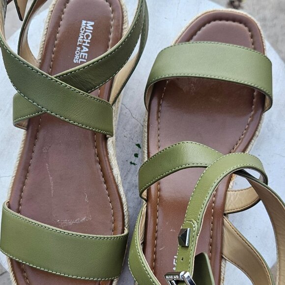 Michael Kors 9.5 M Espadrille Wedge Double Strap Sandals Olive/Sage Green main image 8